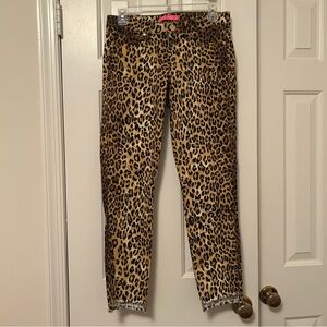 Lilly Pulitzer Kelly Pants Chocolate Onyx My Favorite Spot Leopard Brown Size 4